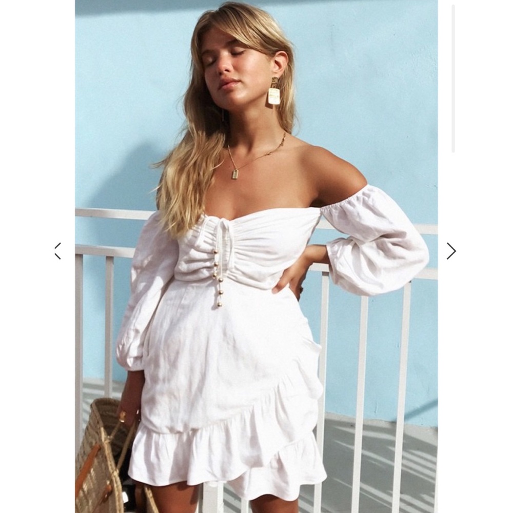 SABO LUXE SKIRT Tabarca white dress gold details